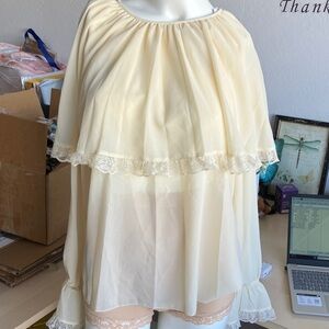 Wayf Cream Women's Chemise with Lace Trim